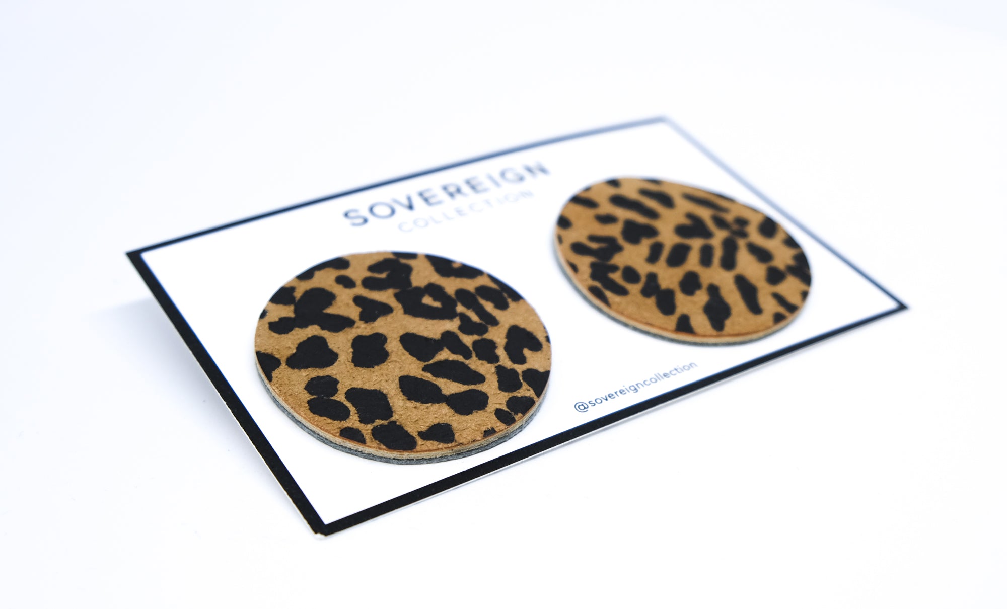 Large leopard leather earrings