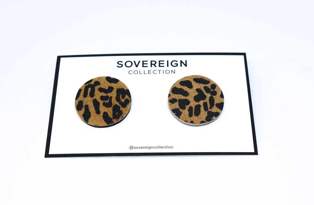 Medium leopard leather earrings