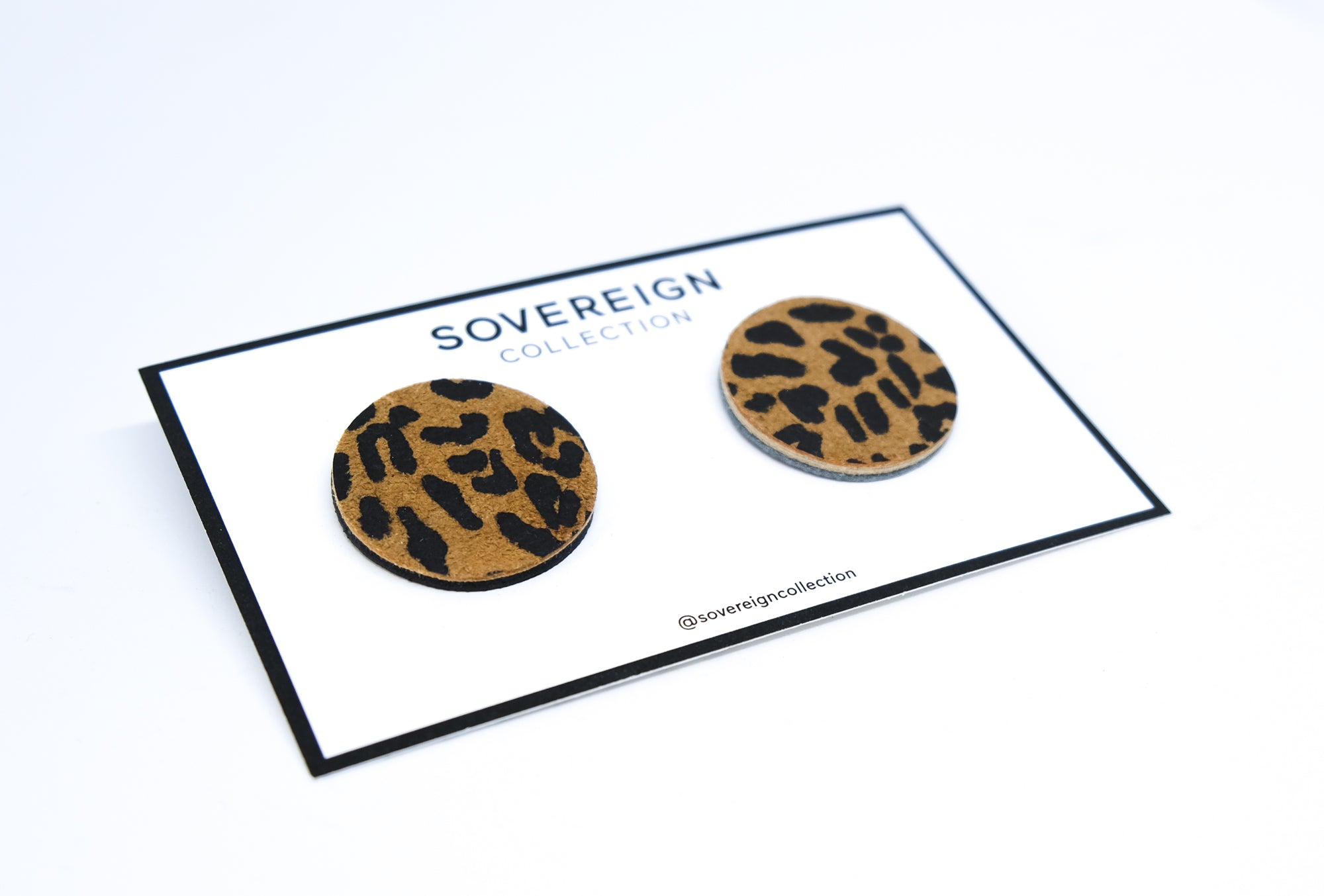 Medium leopard leather earrings