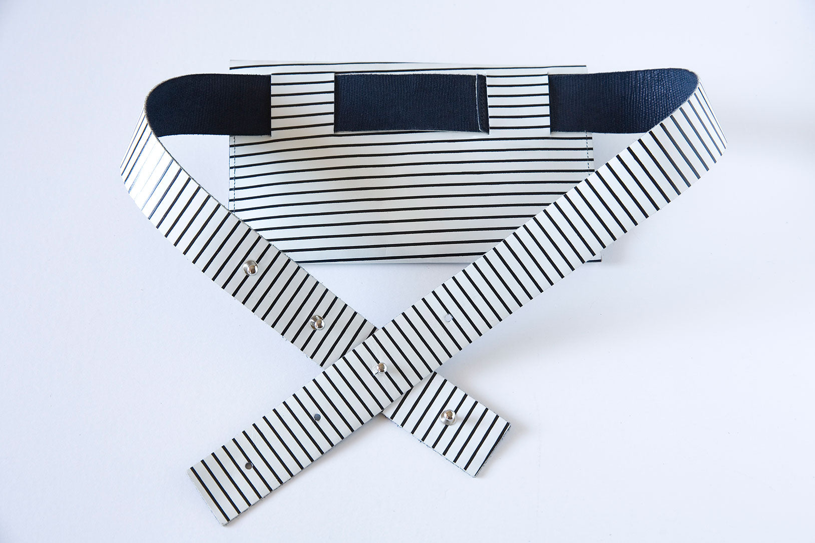 White Stripe Leather Belt Bag